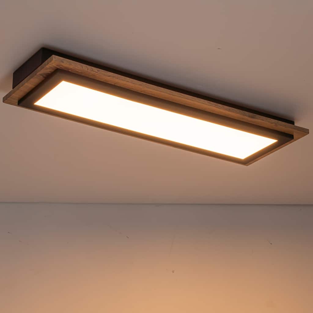 21.3" Modern Rustic Natural Wood LED Ceiling Light for Living Rooms & More - 1 Light