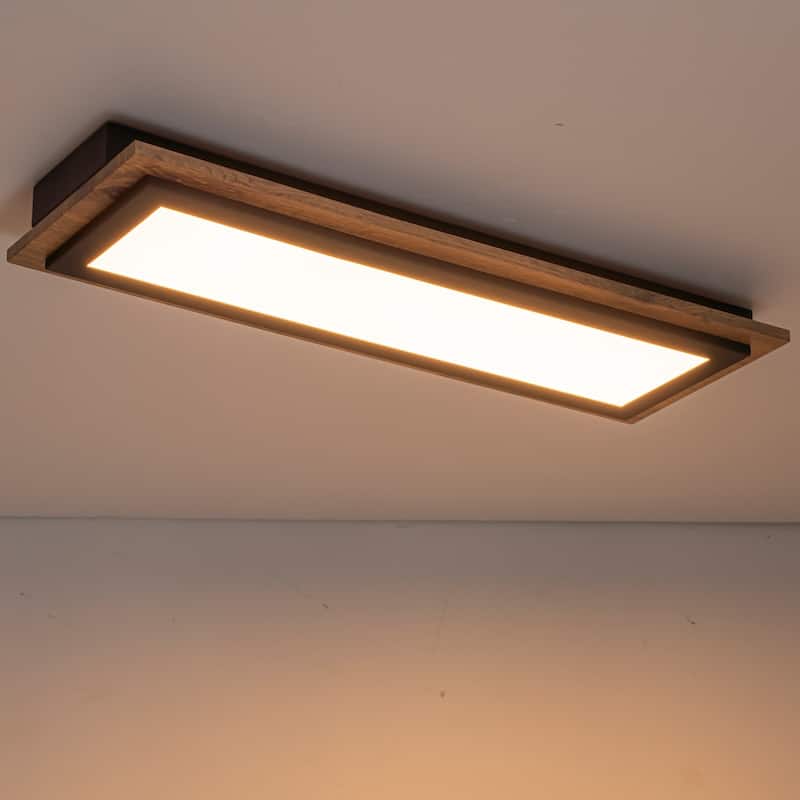 21.3" Modern Rustic Natural Wood LED Ceiling Light for Living Rooms & More - 1 Light - Black/Brown - 1 Light