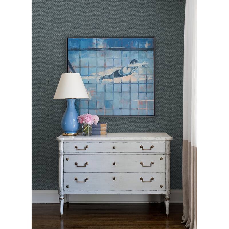 A-Street Prints Glynn Teal Chevron Wallpaper