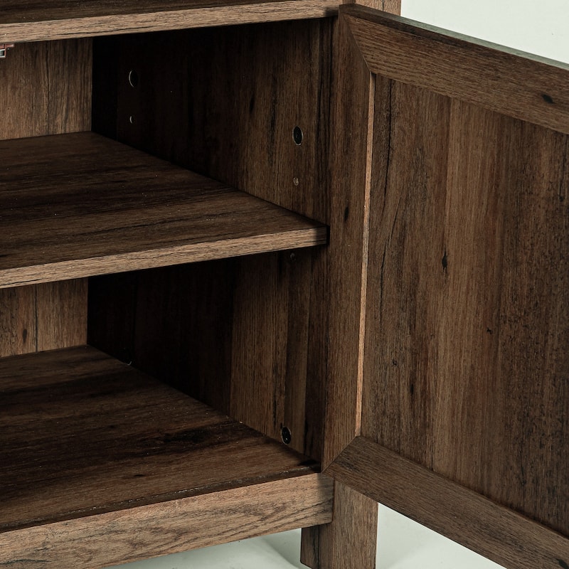 Farmhouse Barn Door Nightstand Bedside Table Set of 2 with Adjustable Shelves