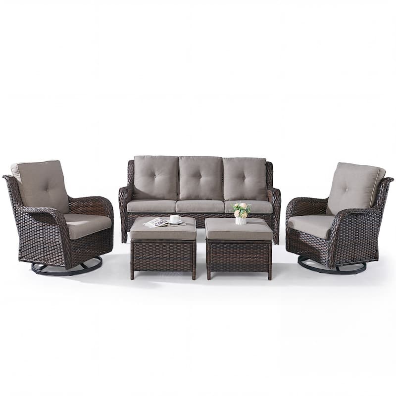 Pocassy Outdoor Patio Wciker Sofa Furniture Set of Chair Table.