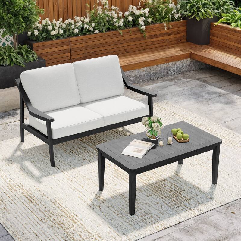 Outdoor Patio Wood Bistro Set/Loveseat Set