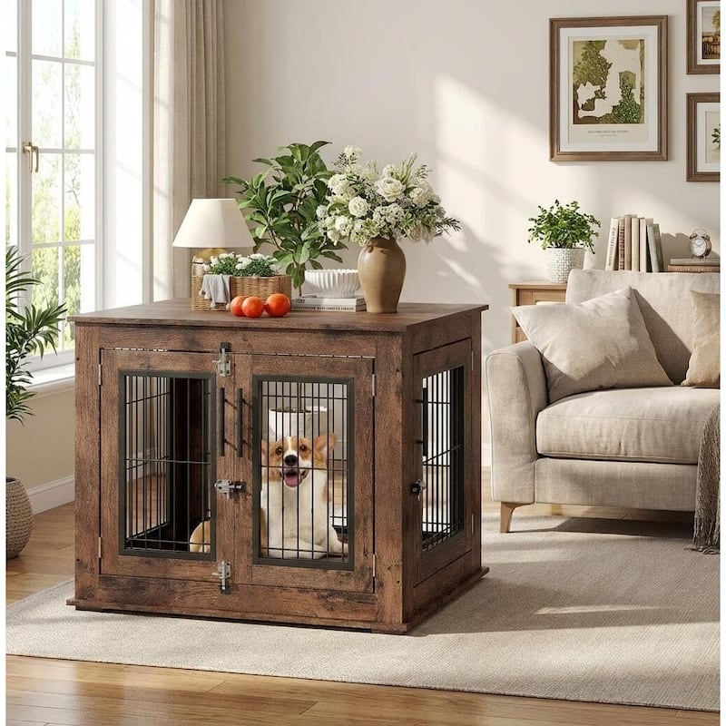 Chew-Resistant Medium Dog Crate Furniture, Dog Cage for Indoor Use* - 31.5"w*23.6"d*26"h