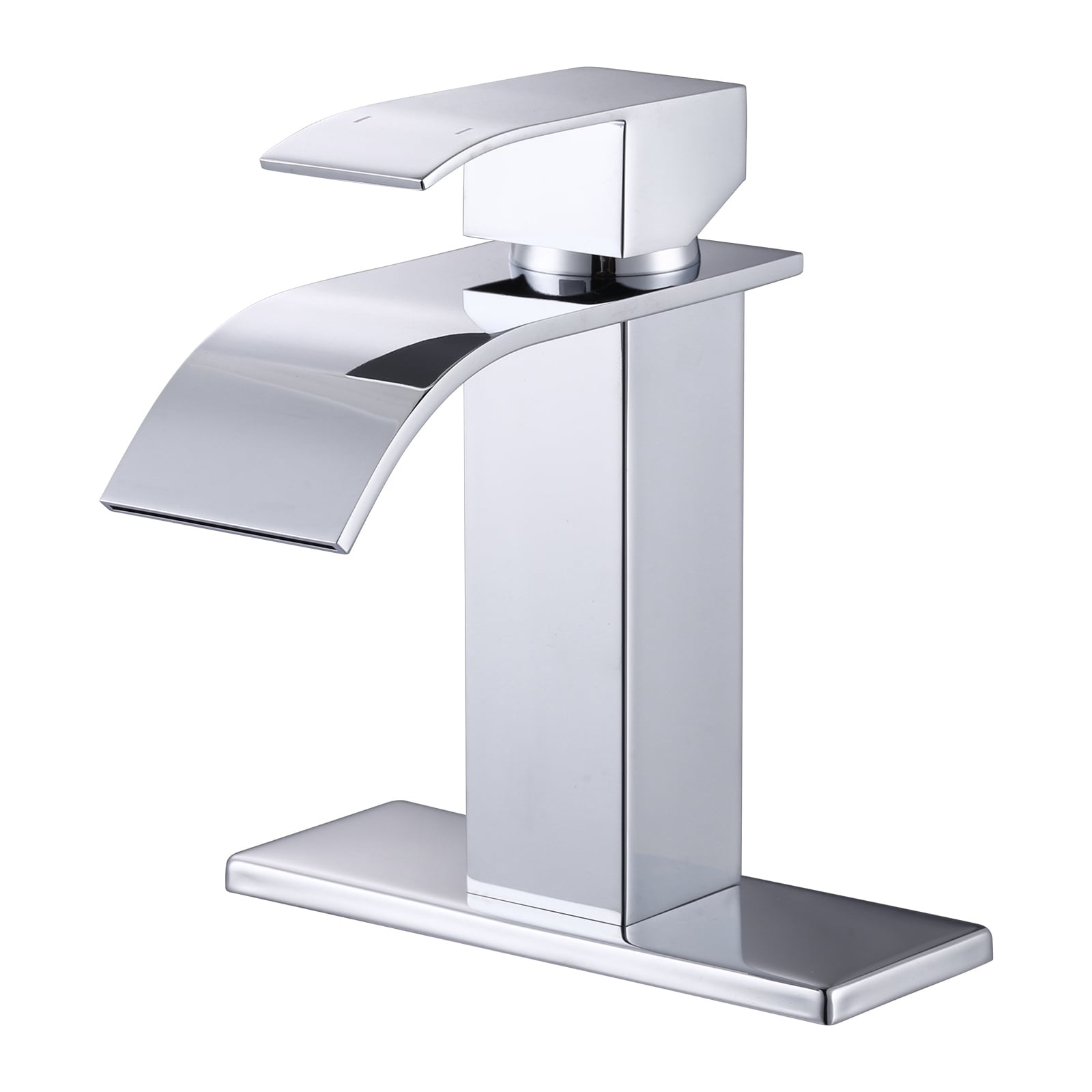 WOWOW Single Handle Waterfall Bathroom Faucet with Pop-Up Drain