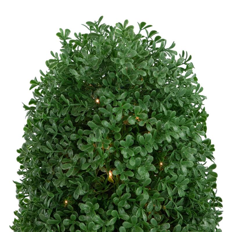 18" Pre-Lit Artificial Boxwood Cone Topiary Tree with Round Pot Clear Lights - 9