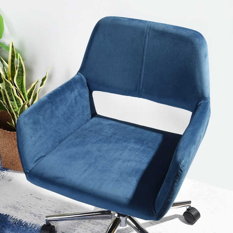 HomyLin Swivel Mid Back Upholstery Desk Chair with Rolling Casters