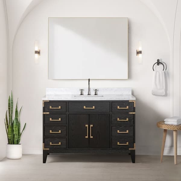 slide 2 of 40, Lexora Laurel Bath Vanity, Carrara Marble Top, Faucet Set, and Mirror