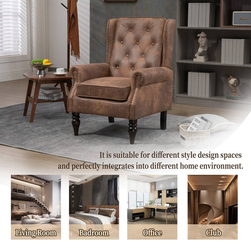 Modern Microsuede Accent Chair - Plush Wood Frame Armchair for Living Room & Bedroom
