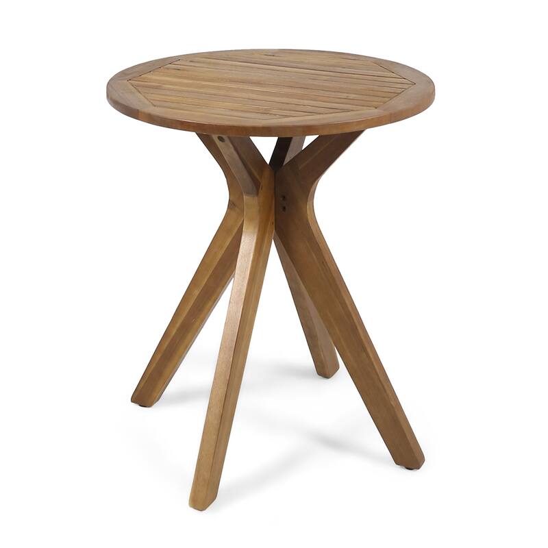 Acacia Wood Outdoor Bistro Table 27 Inch Square Teak Patio Table with X-Base