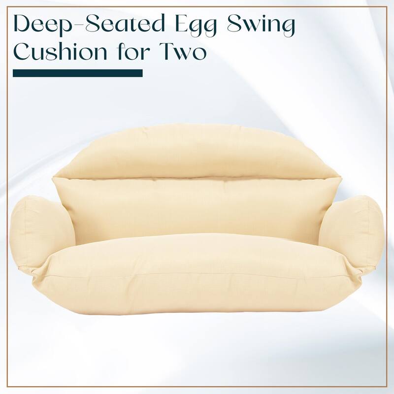 Egg Double Seat Cotton-filled Soft Swing Chair Cushion with Removable Cover, Weather-Resistant and Zipper for Indoor Outdoor