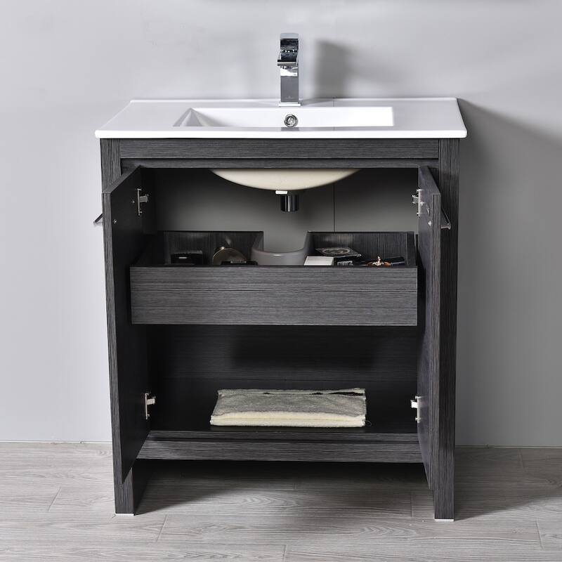 Solid Wood Bathroom Vanity with Mirror Medicine Cabinet