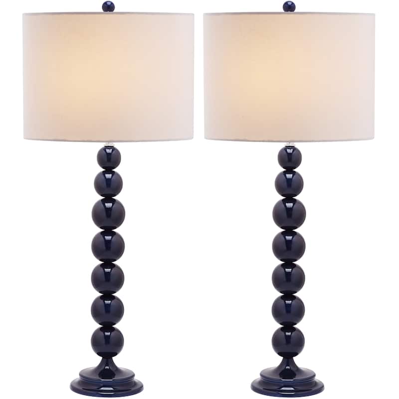 SAFAVIEH Lighting Mechelle 31-inch Stacked Ball White Table Lamp (Set of 2) - 14"x14"x31.5" - 14Wx14Dx32H