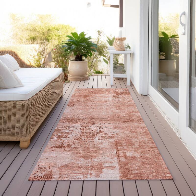 Machine Washable Indoor/ Outdoor Abstract Modern Chantille Rug