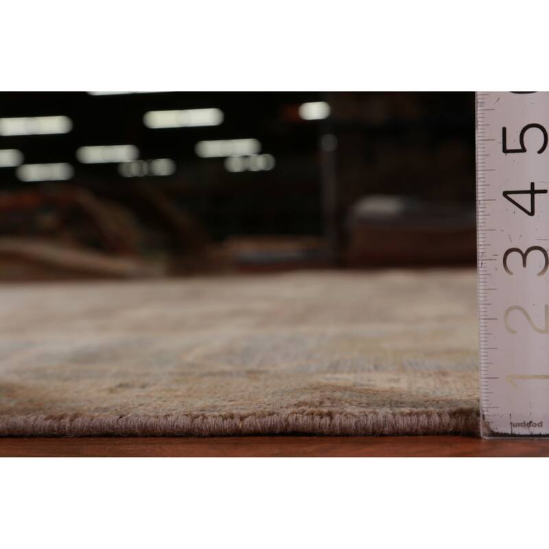 Hand Knotted Oriental 100% Wool Carpet Transitional All-Over Brown Oushak Area Rug - 11' 10'' X 9' 0''