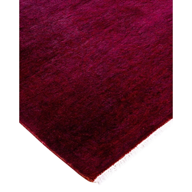 Overton Hand Knotted Wool Vintage Inspired Modern Contemporary Overdyed Pink Runner Rug - 2' 7" x 16' 1"