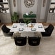 preview thumbnail 36 of 65, 7-Piece Clihome High-gloss Extendable Table Velvet Chair Dining Set