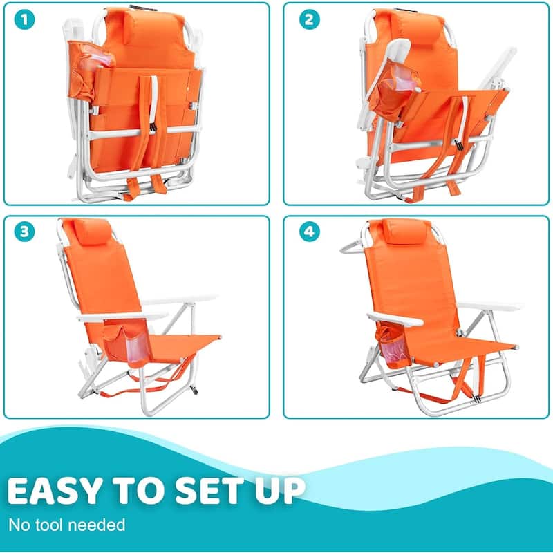 BOSSIN Backpack Beach Chairs for Adults,Adjustable high Beach Lounge Chairs with Towel Rack for Outdoor,Travel