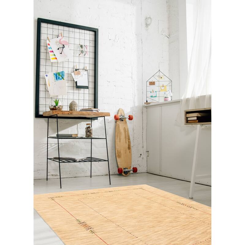 ECARPETGALLERY Hand Loomed Kashkuli Gabbeh Beige Wool Rug - 4'11 x 7'10