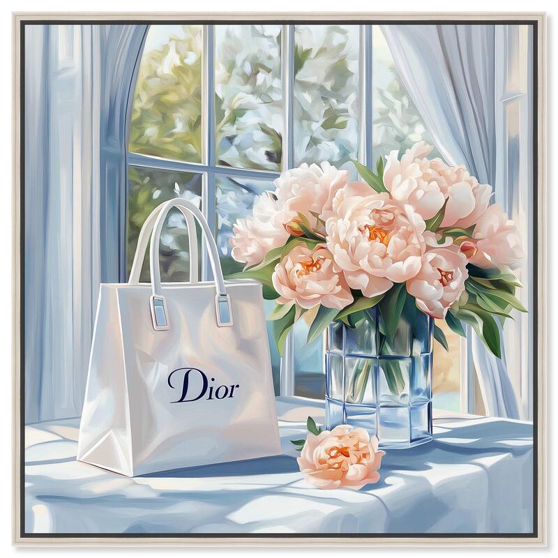 Bag and Peonies Canvas by Art Remedy - Silver - 24" x 24"