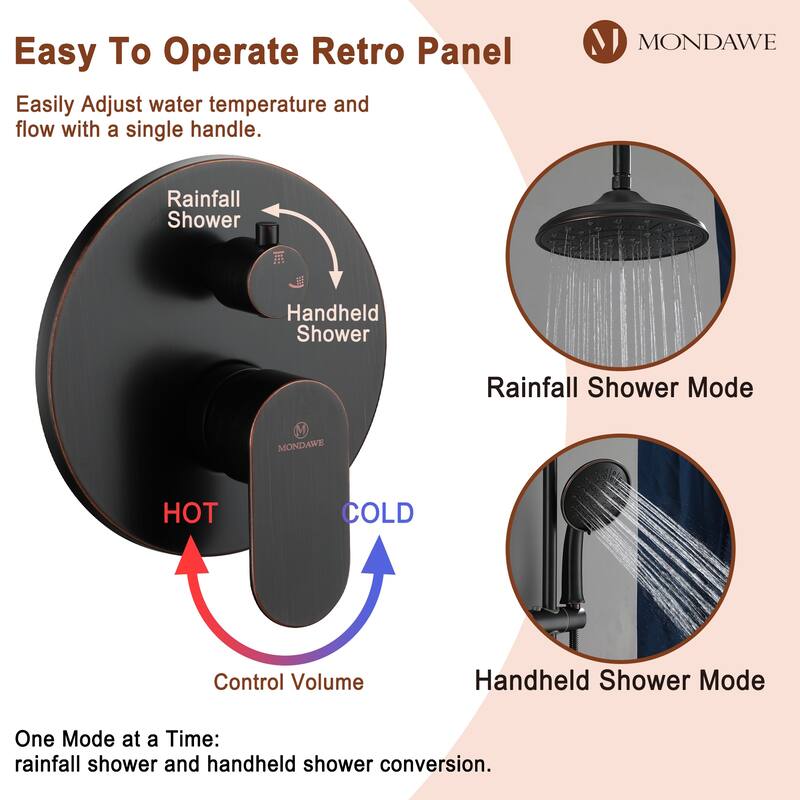 Retro Series 8 in. Rain Wall Mount Dual Shower Heads with 1.8 GPM