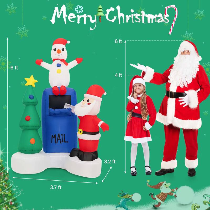 Costway 6FT Inflatable Christmas Lighted Mailbox Santa Claus Snowman - See Details