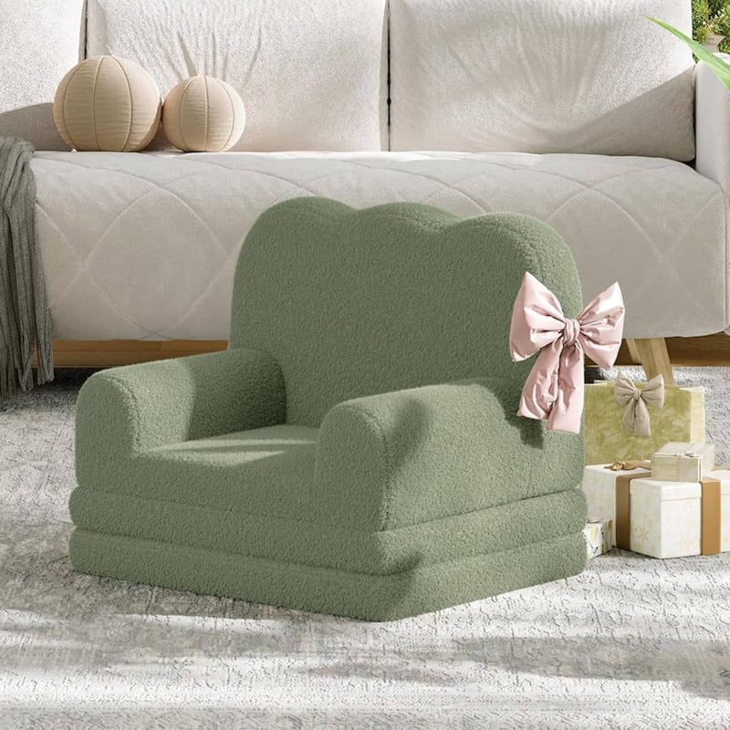 2-in-1 Comfy Toddler Couch, Convertible Sofa for Girls and Boys - Green