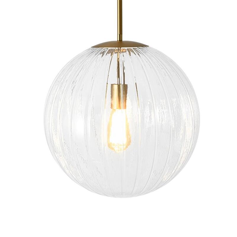 Modern Chic 1-Light Dimmable Striped Glass Sphere Pendant - 15.0 in
