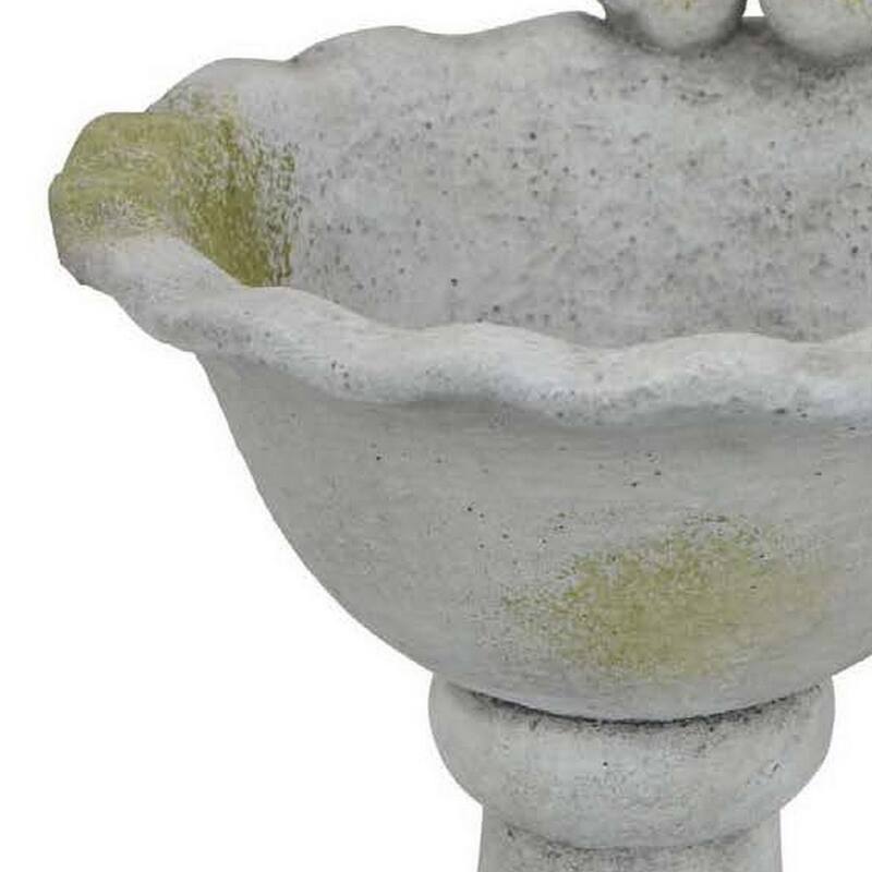 Ivina Bird Feeder Bird Bath, Gray and Green, Decorative, 12 Inch