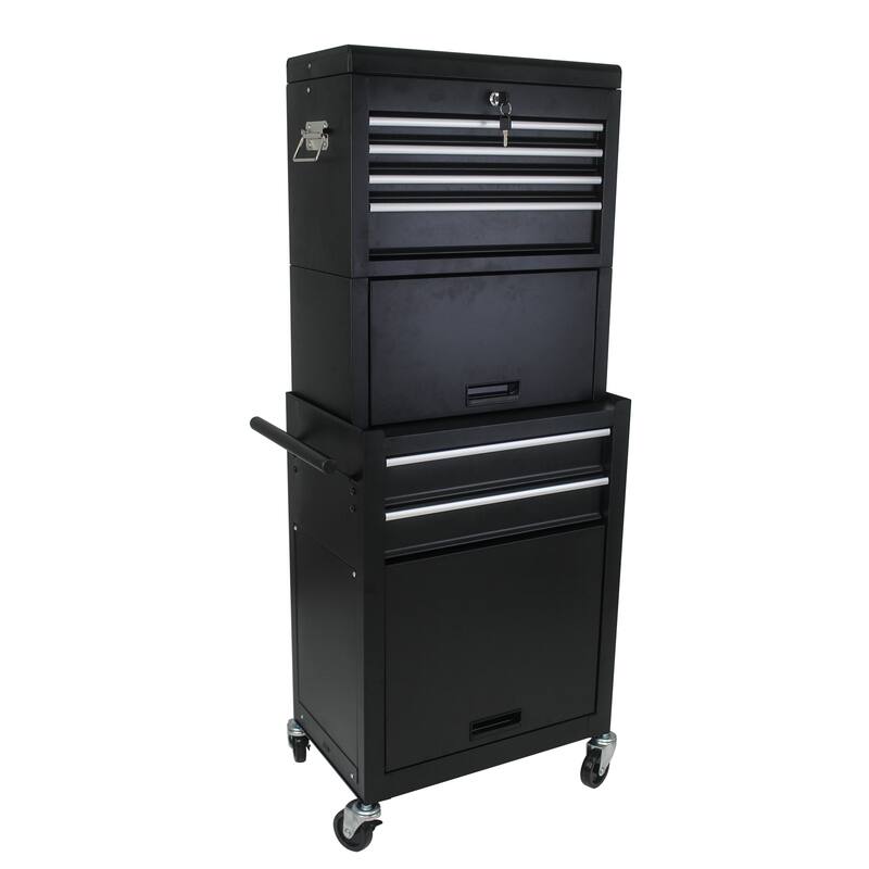 Rolling Tool Chest With 4 Wheels 6 Drawers Bottom Cabinet Large Capacity Tool Storage Cabinet