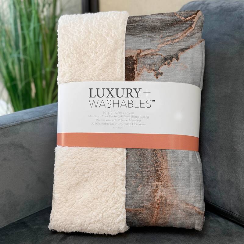 Premium Machine Washable Abstract Contemporary Sherpa Throw Blanket
