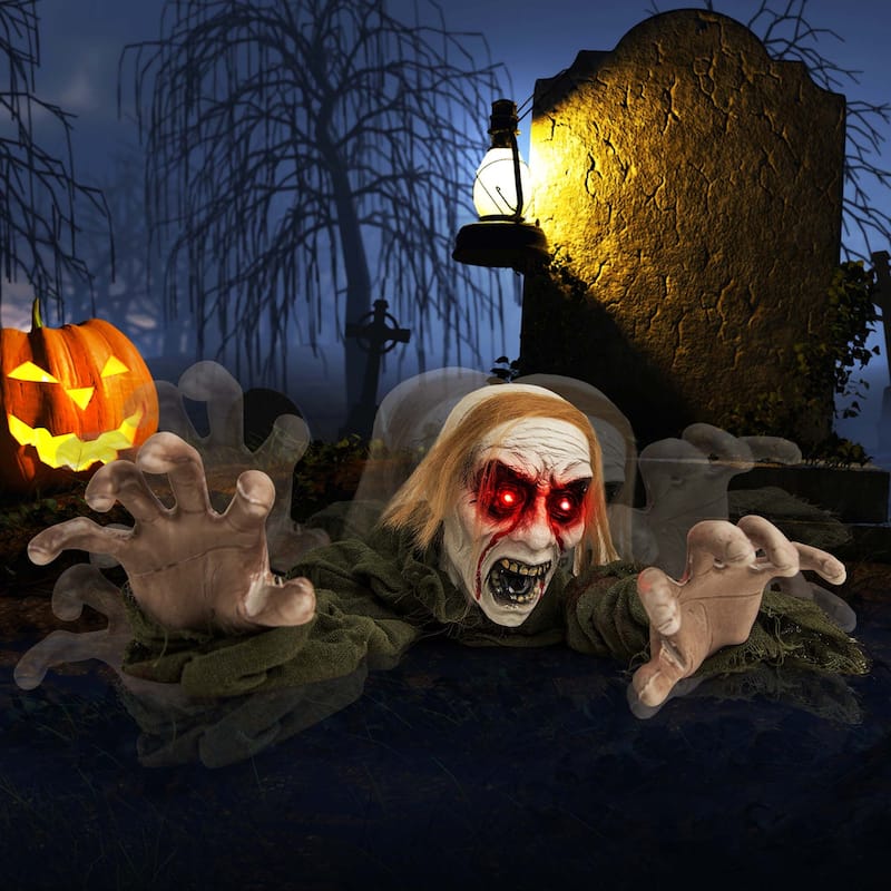 Costway Halloween Groundbreaker Voice Activated Climbing Zombie w/ - See Details