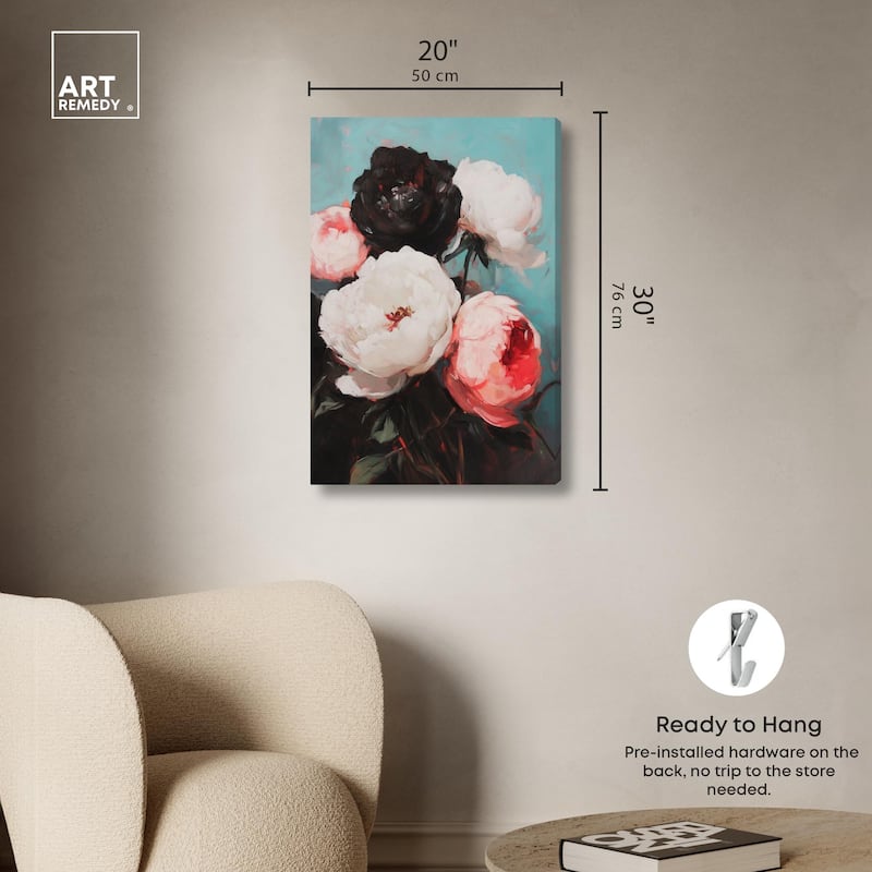 Three Shades of Peony III Canvas by Art Remedy, Gallery Wrapped