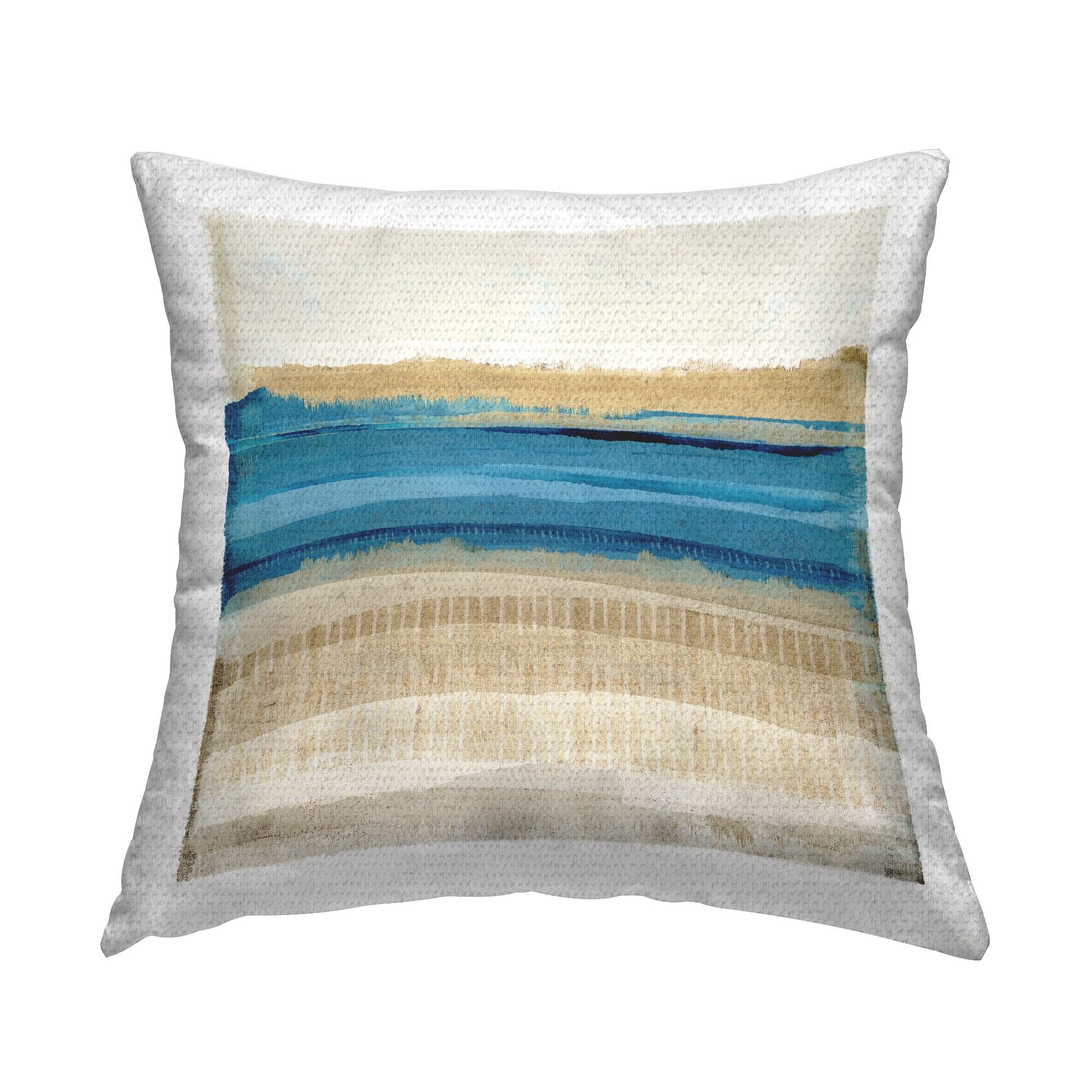 Stupell Modern Blue & Beige Abstract Printed Outdoor Throw Pillow Design by Flora Kouta