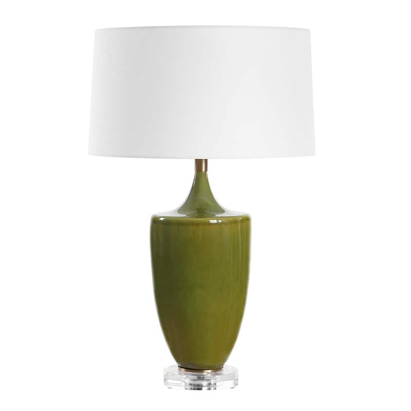 Urn Shaped Base Table Lamp with Tapered Shade - 28.75" - Green