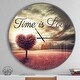 preview thumbnail 1 of 8, Designart 'Time is Love Pink Heart Tree' Oversized Quote Wall CLock