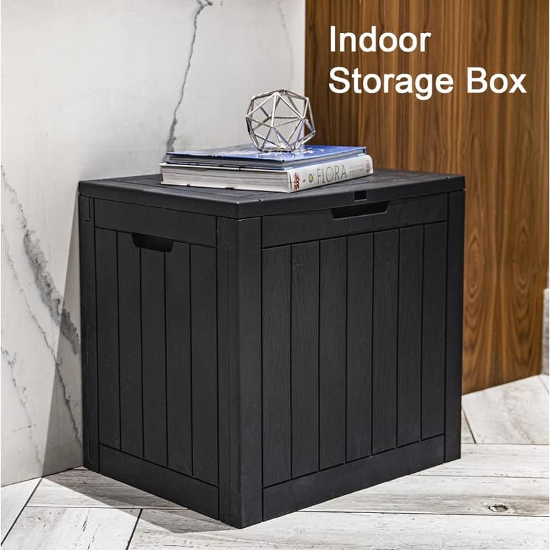 Outdoor Resin Deck Box Storage Shed for Garden,Patios,Backyards,Tools - 30 Gallon Black