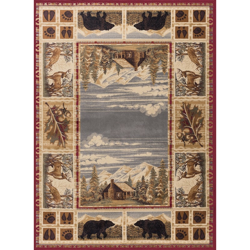 Natural Lodge Novelty Graphic Indoor Area Rug