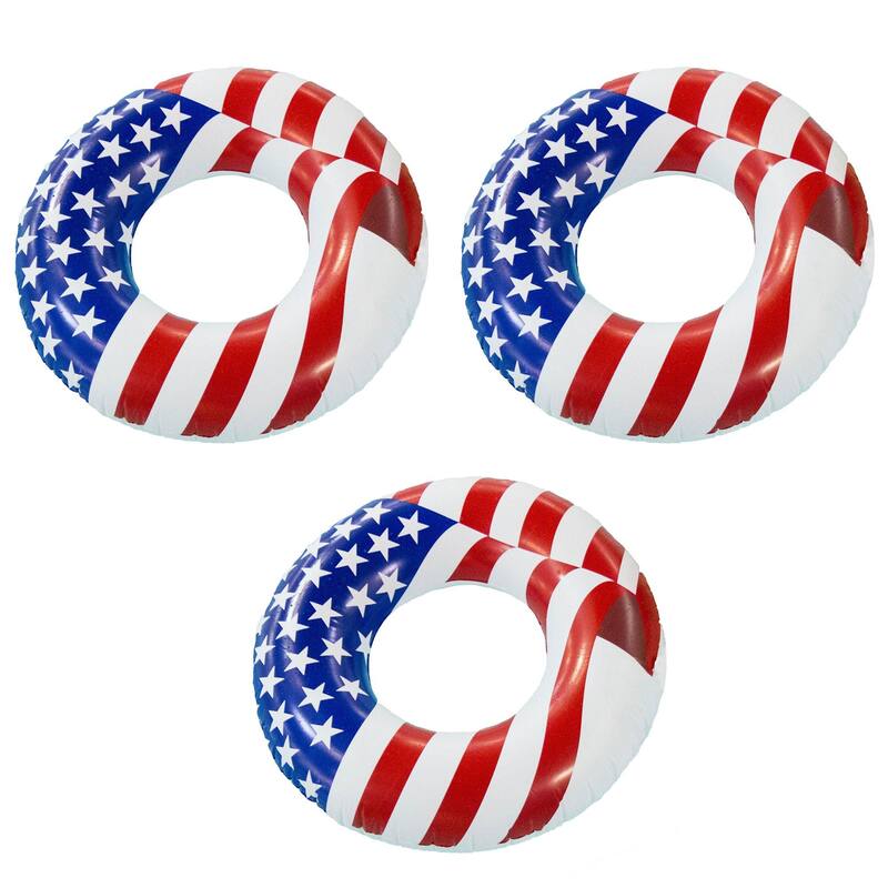 Swimline 36" Inflatable Patriotic American Flag Swimming Pool Float (3 Pack) - 0.65