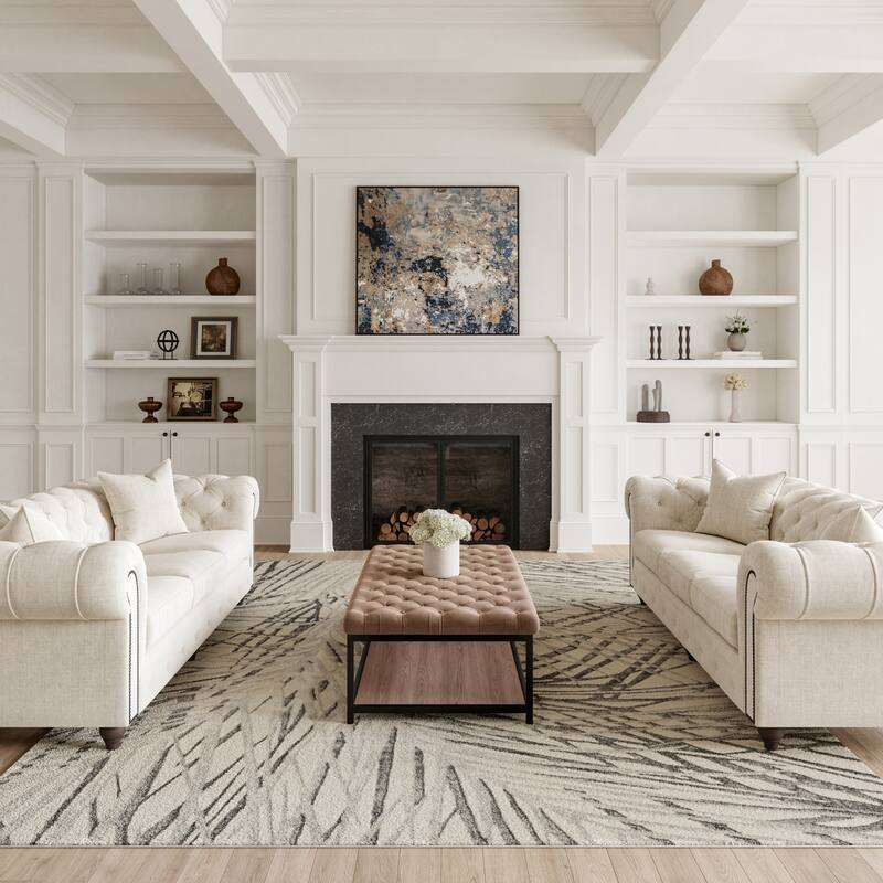 Nourison Rustic Textures Abstract Floral Area Rug - 9'3" x 12'9" - Ivory/Grey