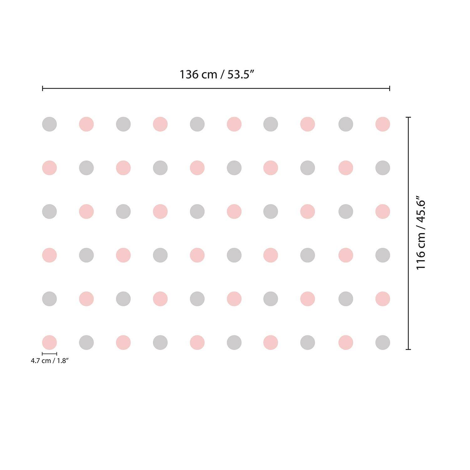 Polka Dots Pink & Grey Wall Stickers Home Decals Nursery Decors Bed