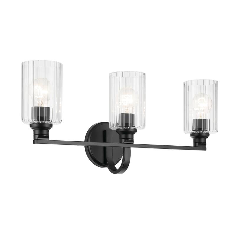 Kichler Lighting Gioe 24.25" 3-Light Vanity Light with Clear Fluted Glass in Black