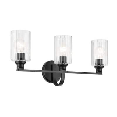 Kichler Lighting Gioe 24.25" 3-Light Vanity Light with Clear Fluted Glass in Black