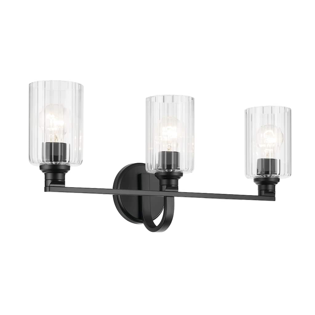 Kichler Lighting Gioe 24.25" 3-Light Vanity Light with Clear Fluted Glass in Black