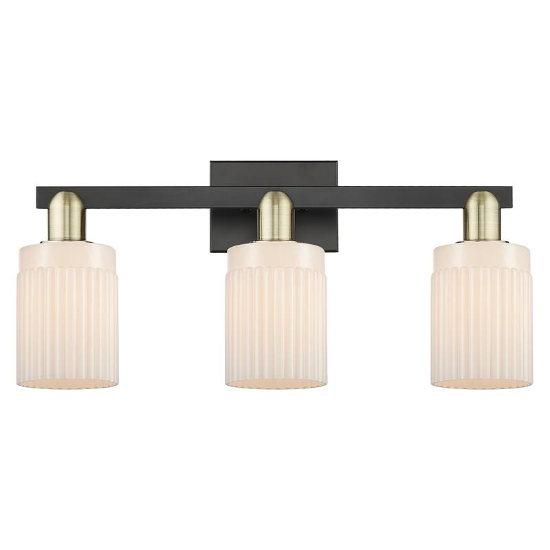 Innovations Lighting Endless Possibilities Arcadia - Hadley - 3 Light 24" Bath Vanity Light - Matte White/Black Antique Brass