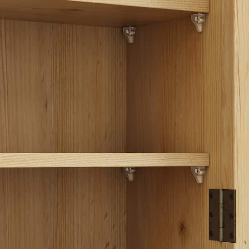 24.8"Glass Door Wall Cabinet with 3 Tiers of Storage with Towel Rack