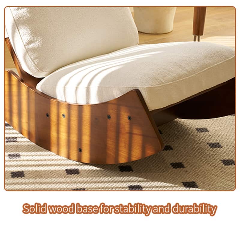 Corduroy Upholstery Rocking Chair with Solid Wood Frame