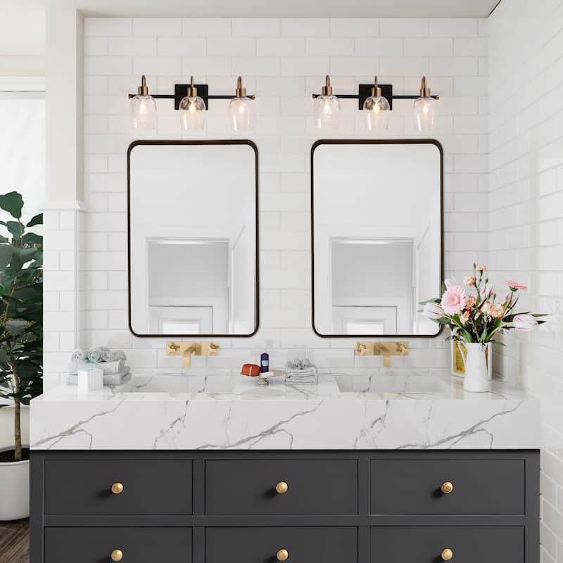 Modern 1/2/3/4-Light Bathroom Vanity Light Black Gold Wine Glass Wall Sconces