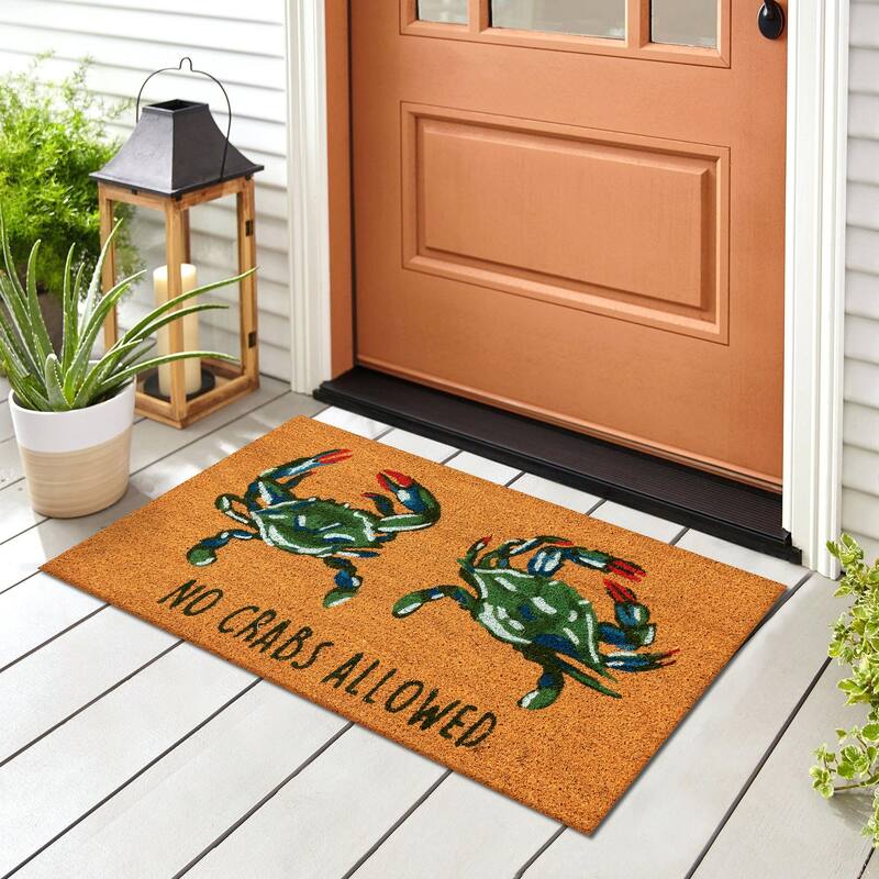 Liora Manne Natura No Crabs Allowed Outdoor Mat Natural 18"X30" - 2'x3'