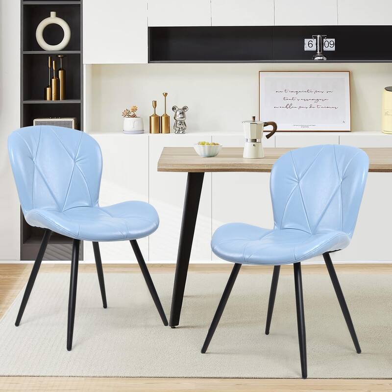 Upholstered Leather Dining Chair (Set of 2) - Blue