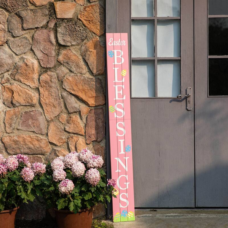 Glitzhome 60"H Easter Wooden Blessings Porch Sign Spring Gift